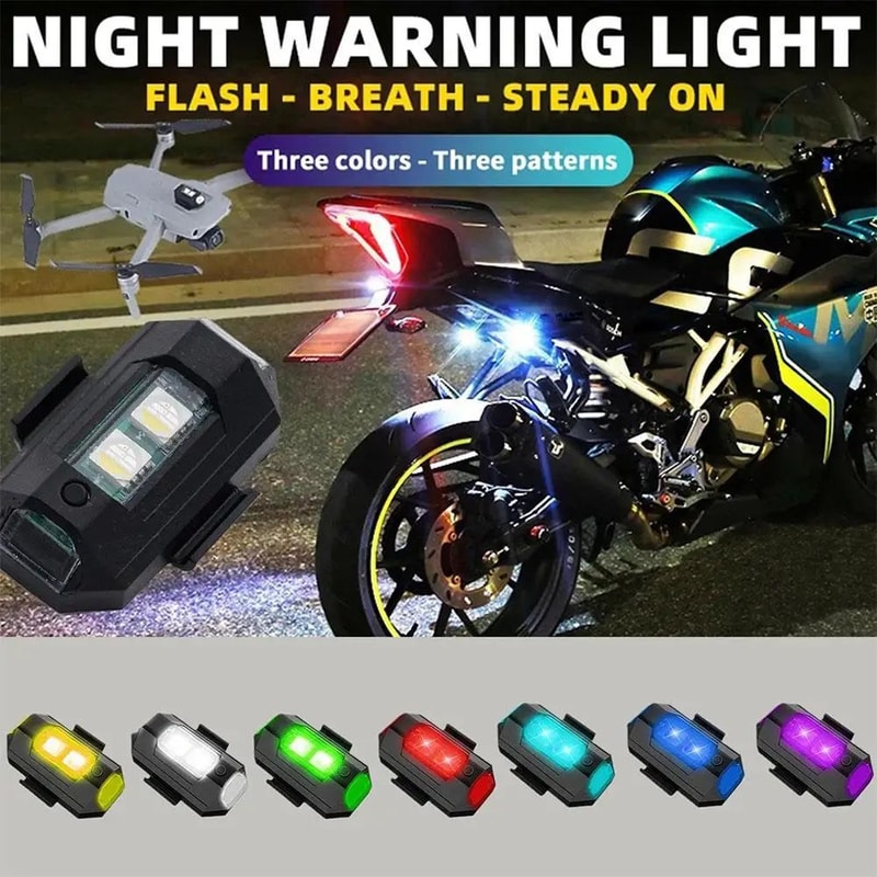 2 Pcs Mini 7Color LED Strobe Safety Lights AntiCollision Flashing Beacons For Drone Motorcycle Ai 1