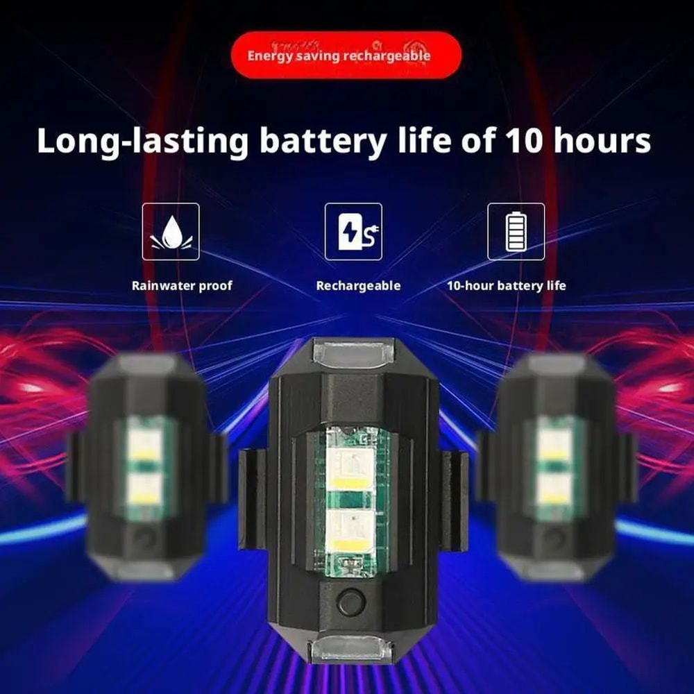 2 Pcs Mini 7Color LED Strobe Safety Lights AntiCollision Flashing Beacons For Drone Motorcycle Ai 3