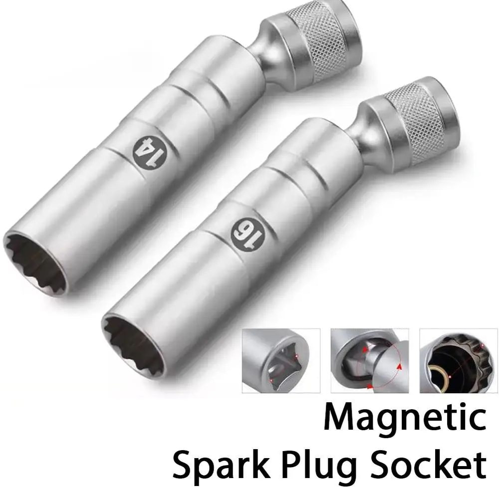 38 Inches Drive Magnetic Swivel Spark Plug Socket Set 14mm16mm 12Point Universal Joint Plug Remova 1