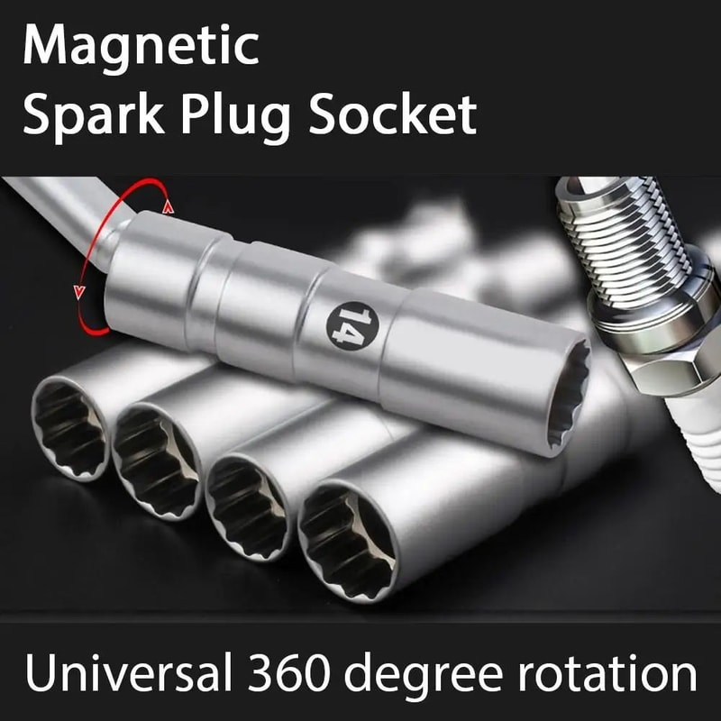 38 Inches Drive Magnetic Swivel Spark Plug Socket Set 14mm16mm 12Point Universal Joint Plug Remova 2