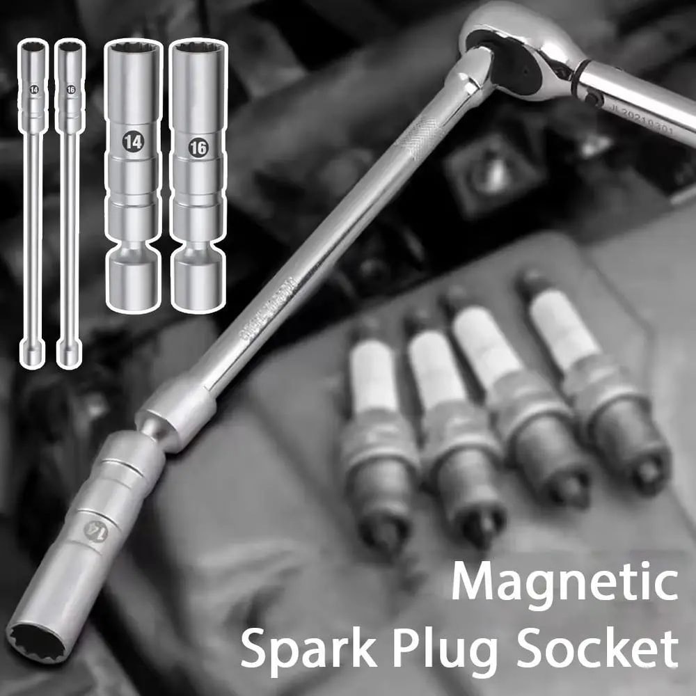 38 Inches Drive Magnetic Swivel Spark Plug Socket Set 14mm16mm 12Point Universal Joint Plug Remova 3