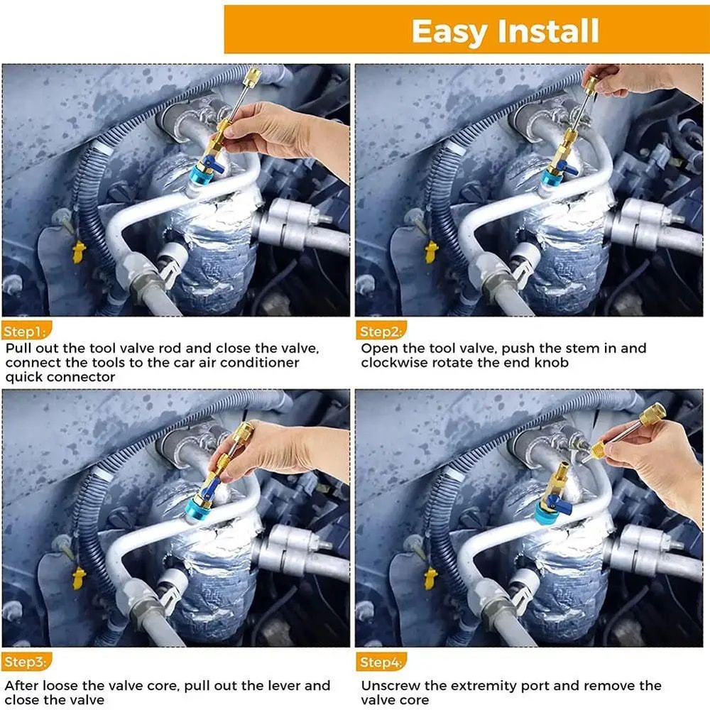 31 Pcs R134A Valve Core Remover Installer Kit HighLow Pressure HVAC Air Conditioner Service Tool 5