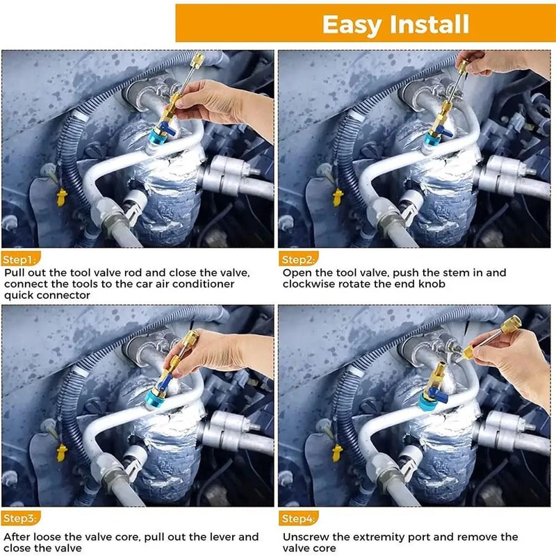 31 Pcs R134A Valve Core Remover Installer Kit HighLow Pressure HVAC Air Conditioner Service Tool 5