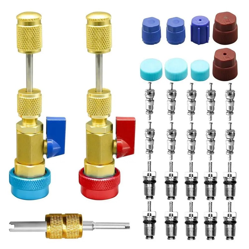 31 Pcs R134A Valve Core Remover Installer Kit HighLow Pressure HVAC Air Conditioner Service Tool 6