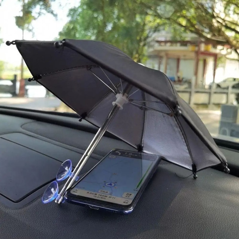Portable Mini Umbrella Phone Stand Waterproof Sun Rain Shade Holder For Smartphones Universal Out 1
