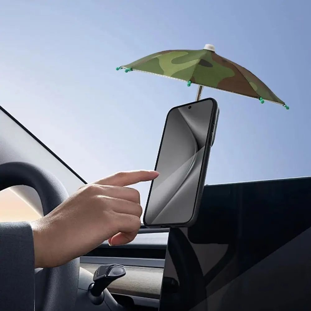 Portable Mini Umbrella Phone Stand Waterproof Sun Rain Shade Holder For Smartphones Universal Out 3