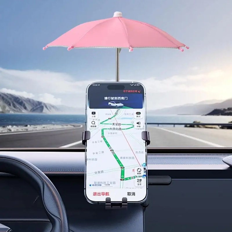 Portable Mini Umbrella Phone Stand Waterproof Sun Rain Shade Holder For Smartphones Universal Out 5
