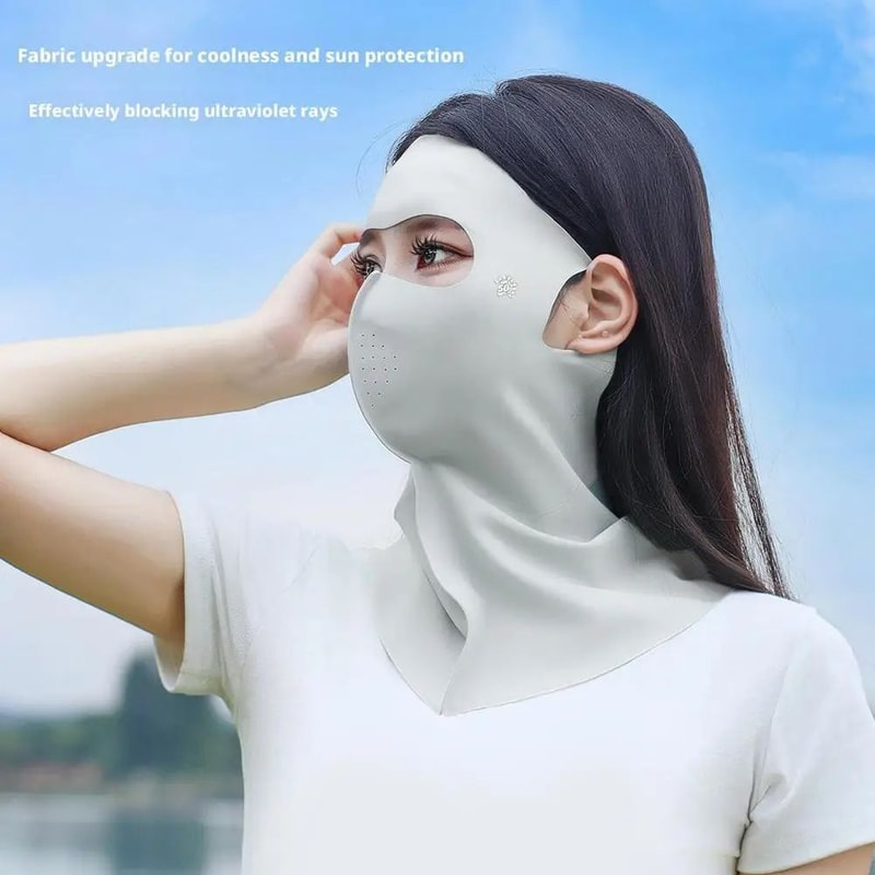 Womens Ice Silk AntiUV Face Neck Cover Mask Breathable Sunscreen Veil For Summer Cycling Outdoor 1
