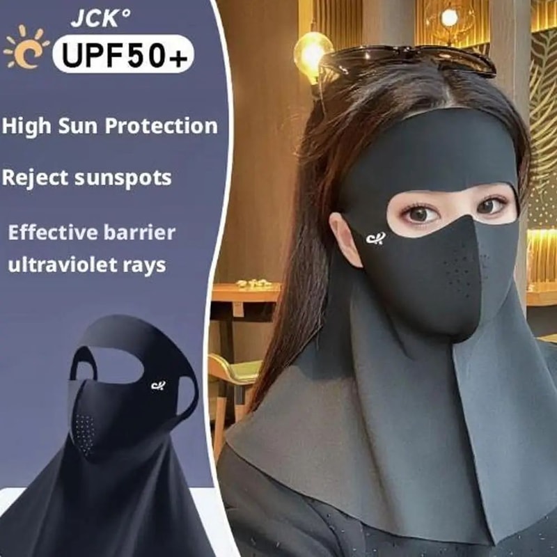 Womens Ice Silk AntiUV Face Neck Cover Mask Breathable Sunscreen Veil For Summer Cycling Outdoor 2
