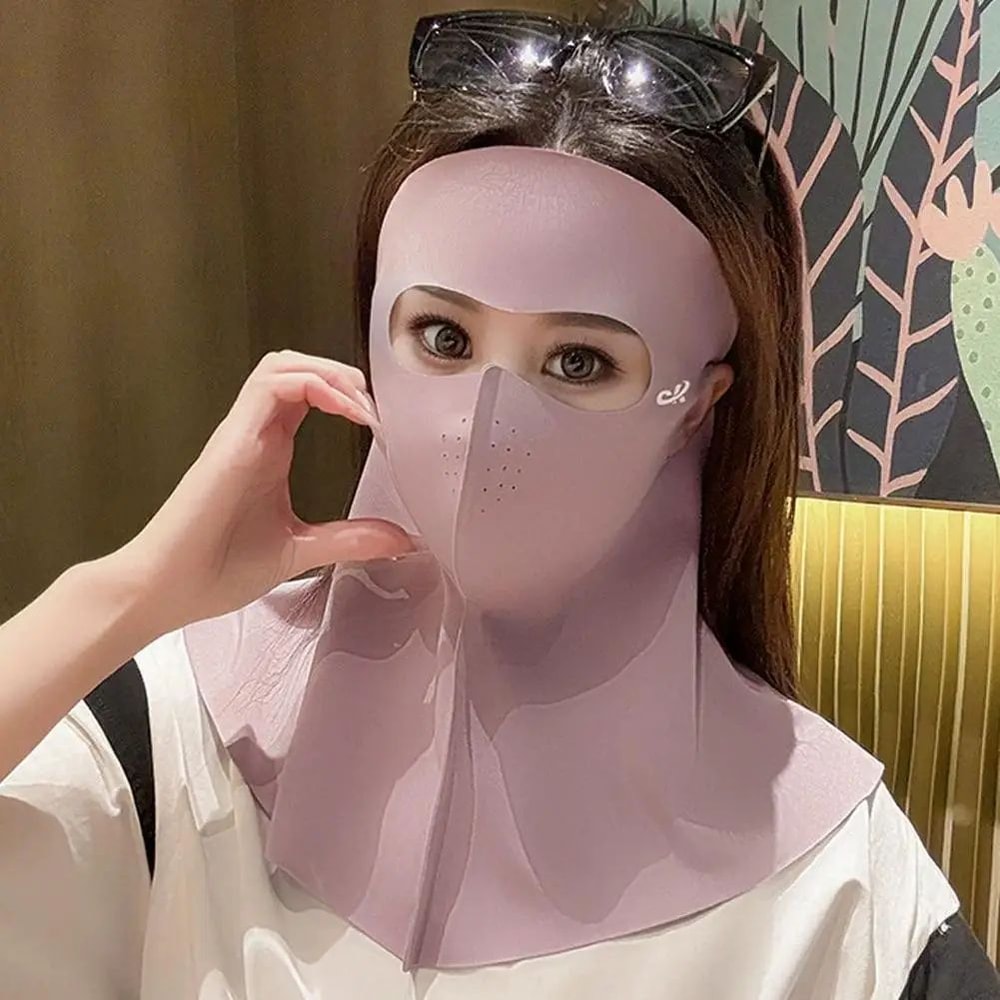 Womens Ice Silk AntiUV Face Neck Cover Mask Breathable Sunscreen Veil For Summer Cycling Outdoor 4