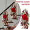 Pre Lit Christmas Staircase Garland Swag With Red Bows Lighted Holiday Stairway Door Decor Greene 0