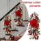 Pre Lit Christmas Staircase Garland Swag With Red Bows Lighted Holiday Stairway Door Decor Greene 0