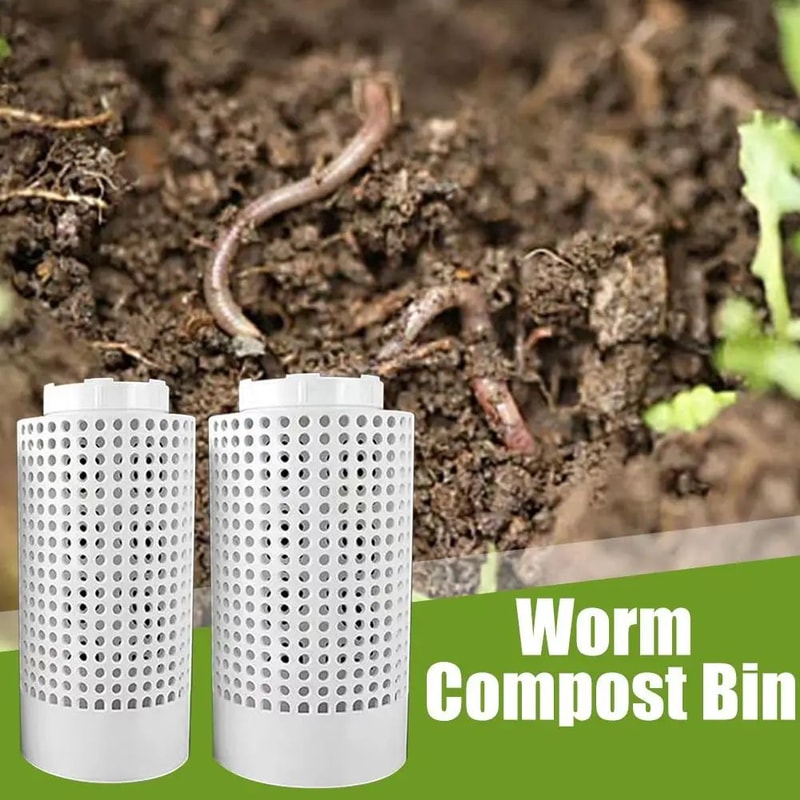 2 Pcs InGround Worm Compost Bin Kit Outdoor Vermicompost System For Raised Garden Beds Home Garde 1