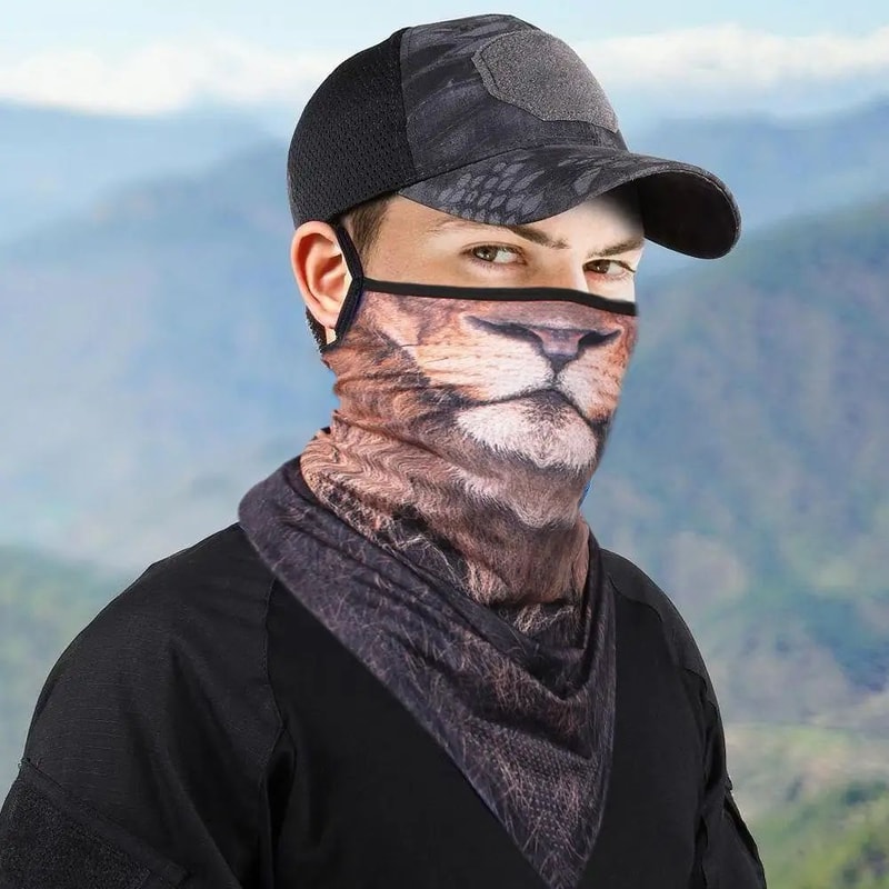 3D Animal Print Unisex Face Bandana Mask With Ear Loops UV Sun Protection Neck Gaiter Balaclava Fo 2