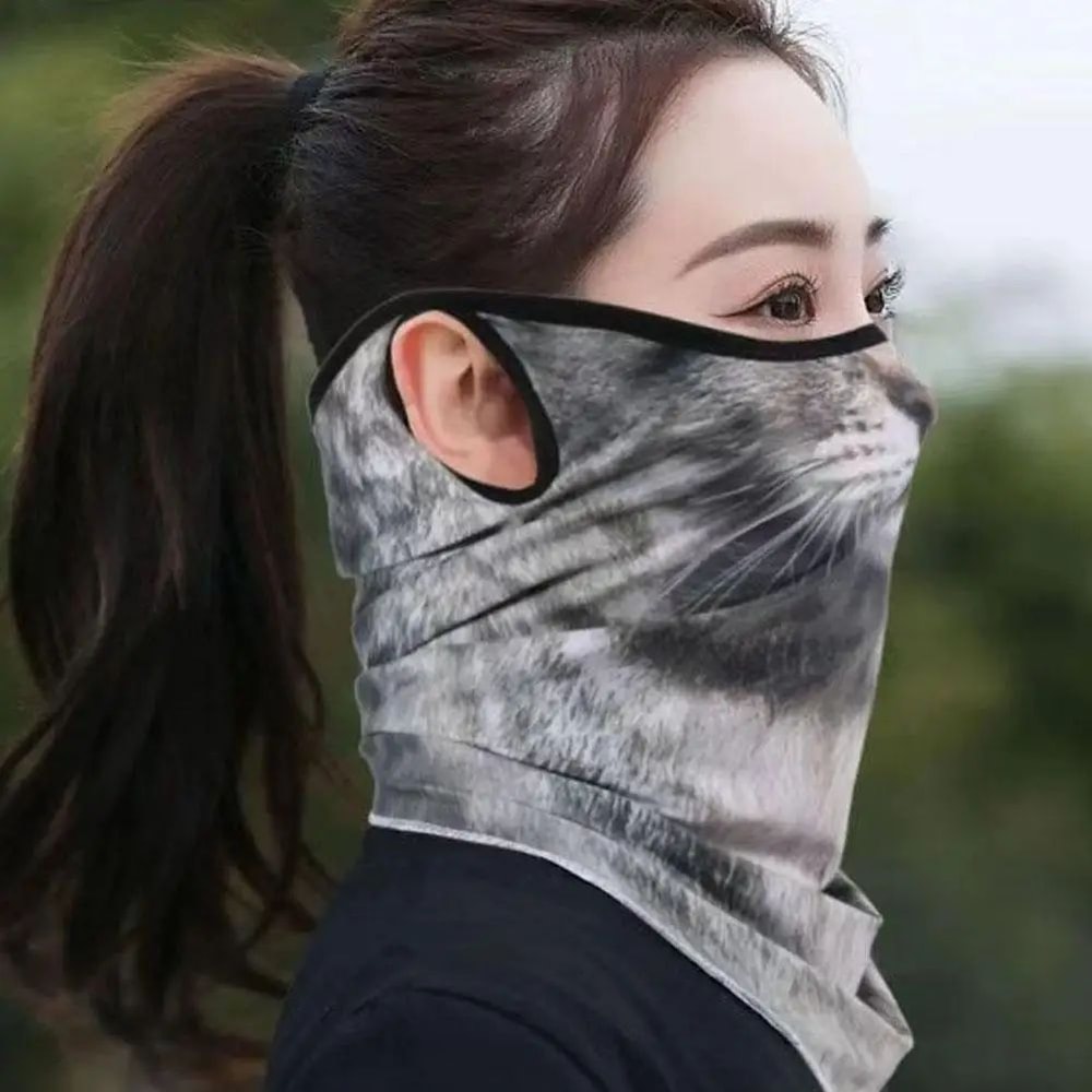 3D Animal Print Unisex Face Bandana Mask With Ear Loops UV Sun Protection Neck Gaiter Balaclava Fo 3