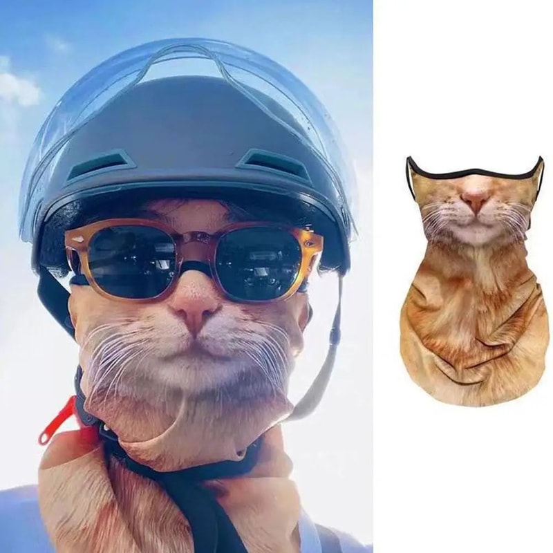 3D Animal Print Unisex Face Bandana Mask With Ear Loops UV Sun Protection Neck Gaiter Balaclava Fo 4