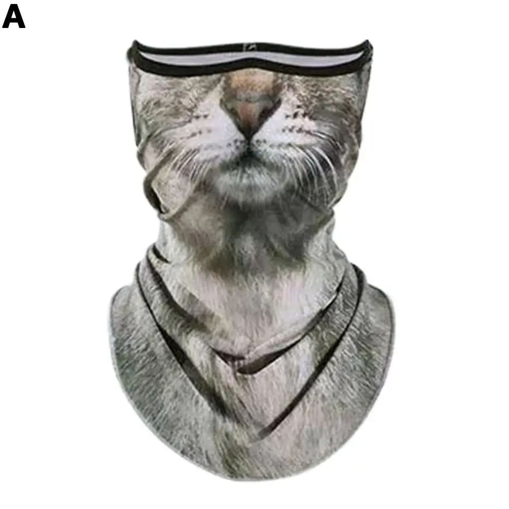 3D Animal Print Unisex Face Bandana Mask With Ear Loops UV Sun Protection Neck Gaiter Balaclava Fo 6