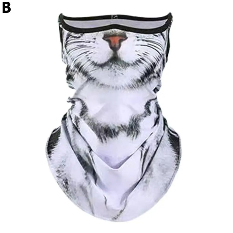 3D Animal Print Unisex Face Bandana Mask With Ear Loops UV Sun Protection Neck Gaiter Balaclava Fo 7