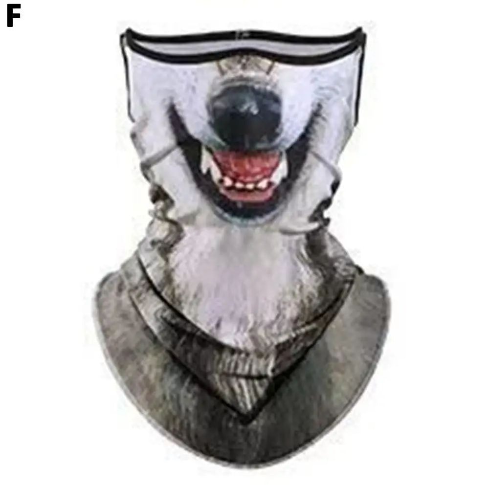 3D Animal Print Unisex Face Bandana Mask With Ear Loops UV Sun Protection Neck Gaiter Balaclava Fo 11