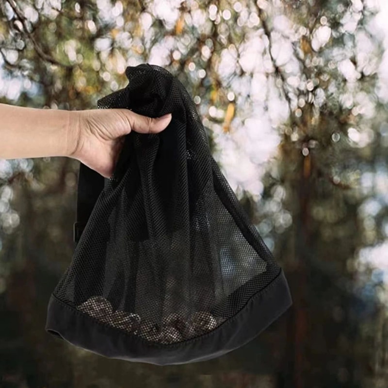 Foldable Mesh Fruit Mushroom Picking Bag Large Capacity Outdoor Harvest Crossbody Storage Pouch 5