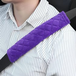 soft plush seat belt shoulder pad – extended comfort car safety strap cover, solid color cushion protector
