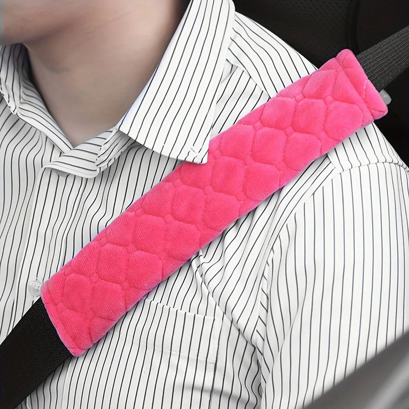 Soft Plush Seat Belt Shoulder Pad Extended Comfort Car Safety Strap Cover Solid Color Cushion Prot 2