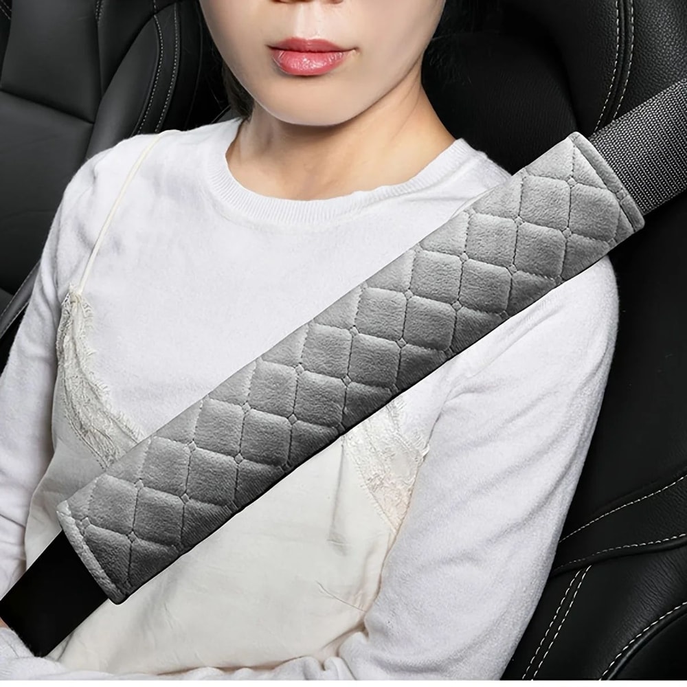 Soft Plush Seat Belt Shoulder Pad Extended Comfort Car Safety Strap Cover Solid Color Cushion Prot 5