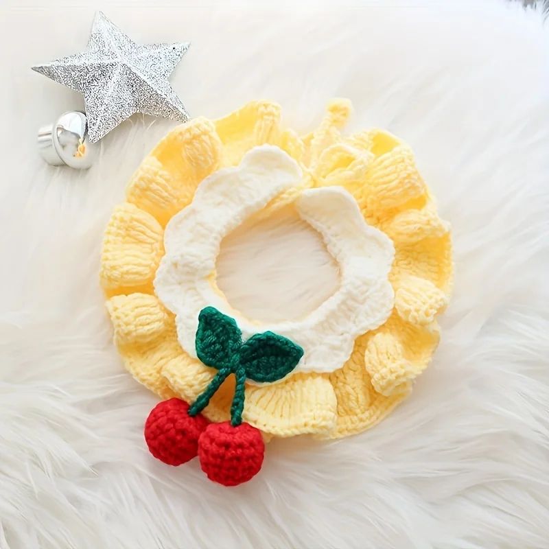 Strawberry Plaid Pet Bib Bandana Soft Ruffle Bow Tie Collar With Adjustable Strap For Cats Dogs 2