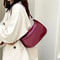 Luxury Retro Red Patent Leather Shoulder Bag Chic Underarm Handbag Small Baguette Purse For Women 0