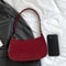 Luxury Retro Red Patent Leather Shoulder Bag Chic Underarm Handbag Small Baguette Purse For Women 1
