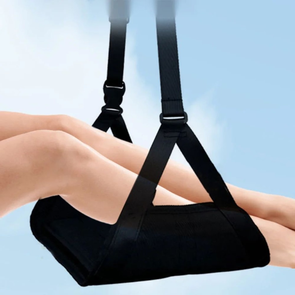Portable Travel Footrest Hammock Adjustable Airplane Train Seat Leg Rest Sling Compact Office Und 1