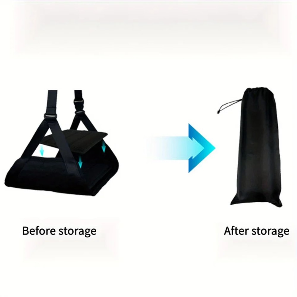 Portable Travel Footrest Hammock Adjustable Airplane Train Seat Leg Rest Sling Compact Office Und 3