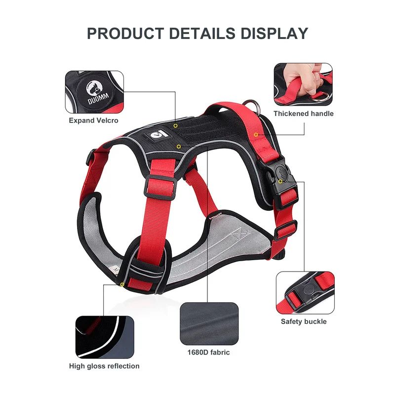 Reflective Tactical Dog Harness Vest 1680D Waterproof Oxford Cloth HeavyDuty NoPull Harness For Me 2