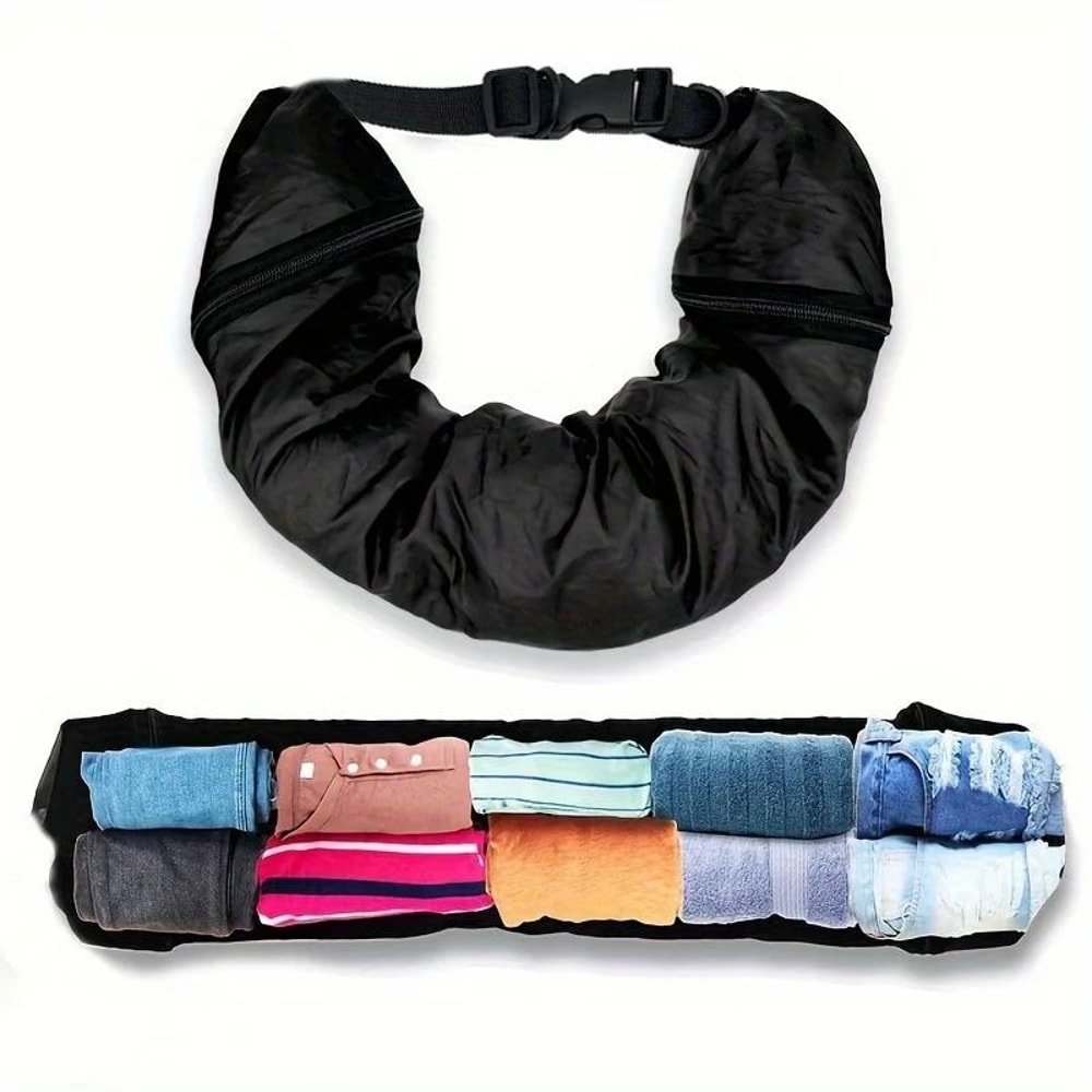 SelfFill Travel Neck Pillow Case Stuffable CarryOn Pillow Cover Storage Bag For Airplane Comfort 6