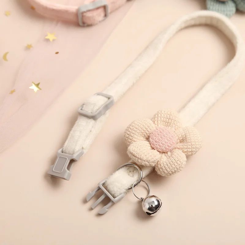 Cute Flower Cat Collar With Bell Adjustable Buckle Kitten Collar For Small Cats Small Dogs 3