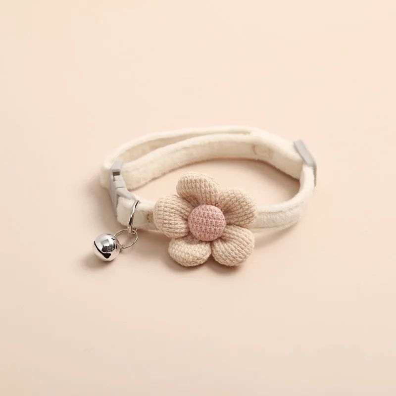 Cute Flower Cat Collar With Bell Adjustable Buckle Kitten Collar For Small Cats Small Dogs 4