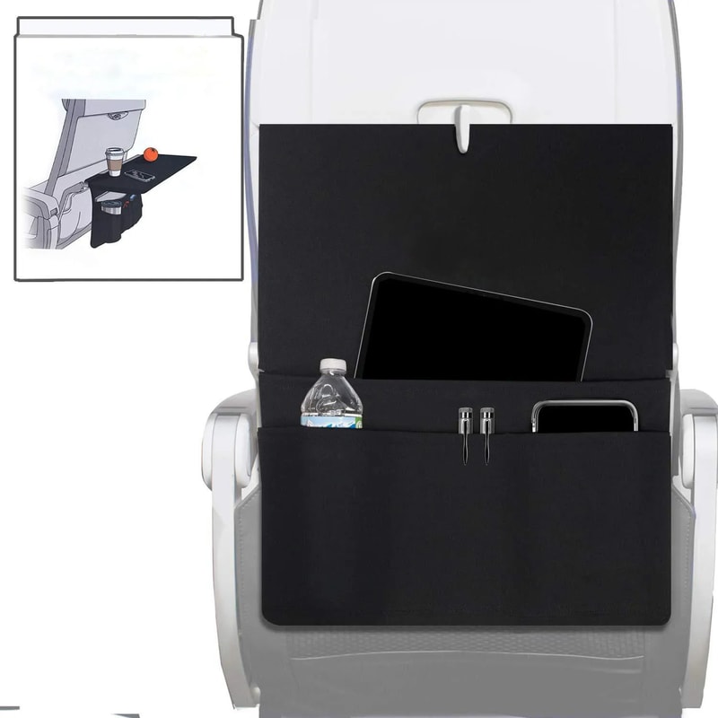 Portable Airplane Tray Organizer Bag MultiPocket Seatback Storage Pouch For Snacks Phone Tablet E 4