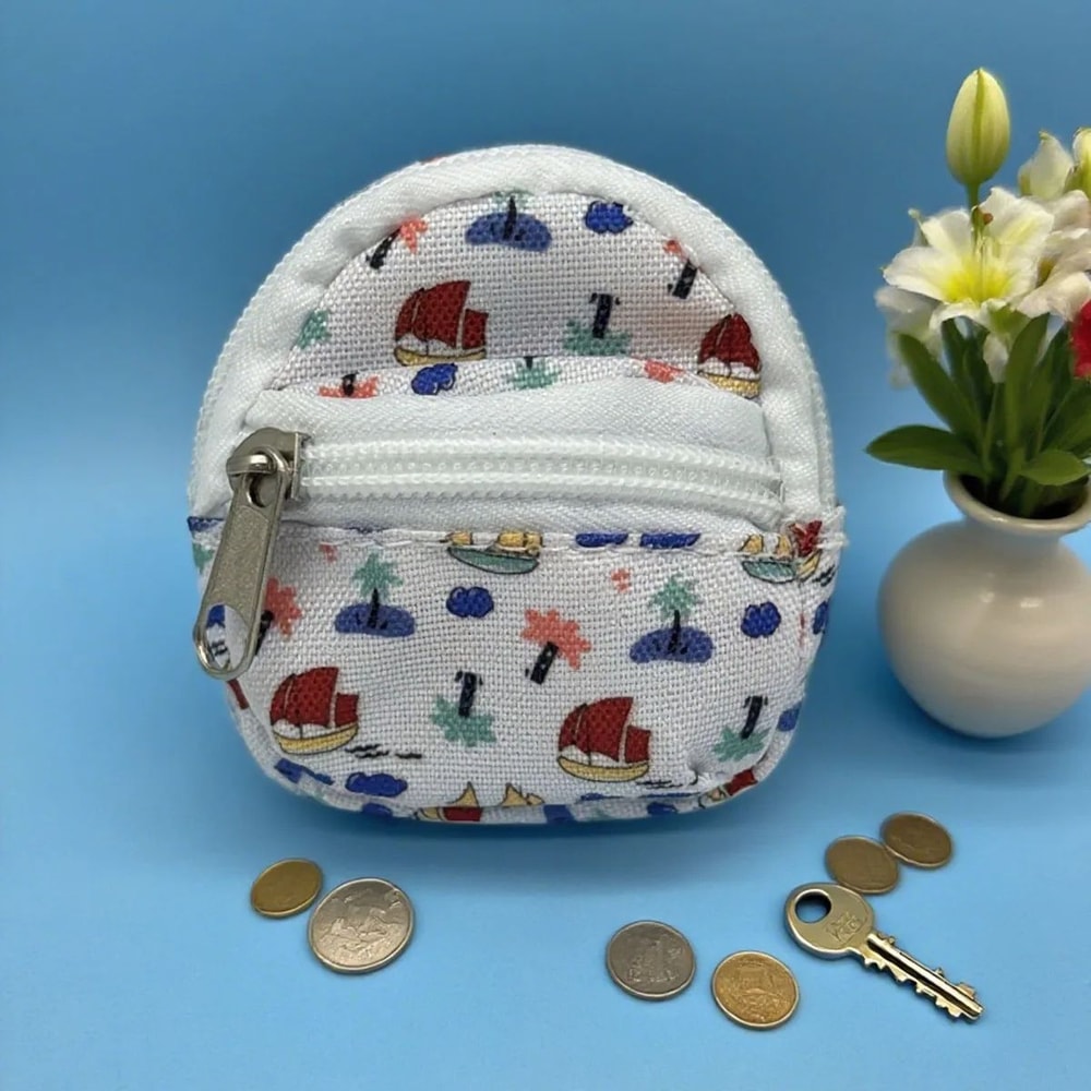 Mini Backpack Coin Purse Keychain DoubleZipper Small Wallet Pendant Bag For Keys Coins Cute Bag D 10