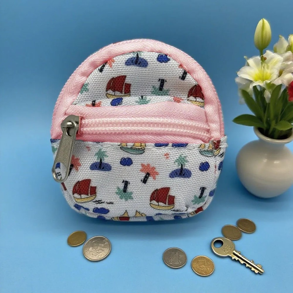 Mini Backpack Coin Purse Keychain DoubleZipper Small Wallet Pendant Bag For Keys Coins Cute Bag D 23