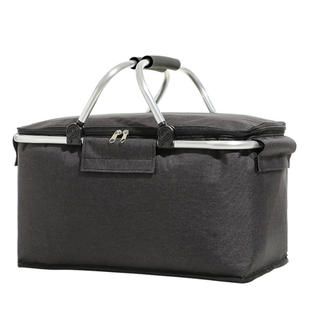 Foldable Insulated Picnic Basket Large Capacity Aluminum Foil Thermal Cooler Tote With Sturdy Fram 2
