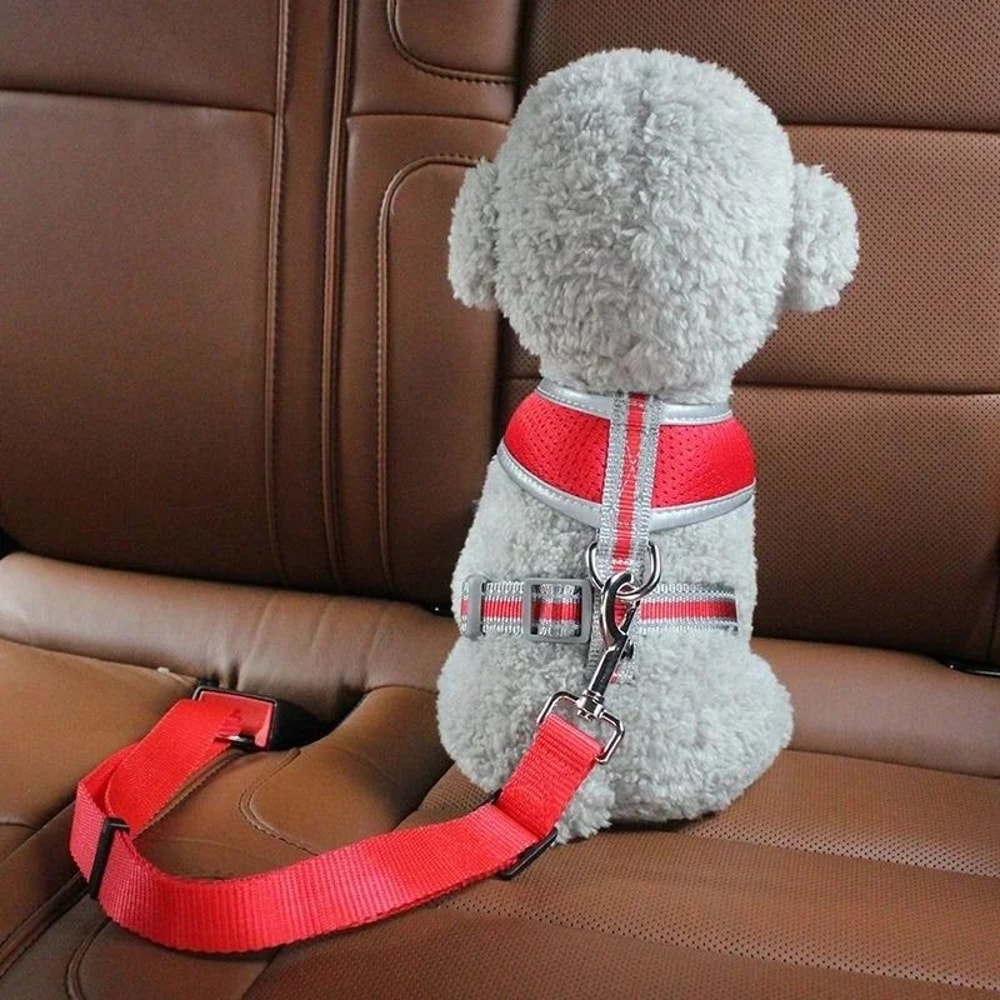 Retractable Dog Car Seat Belt Leash Adjustable Safety Tether Harness Connector For Secure Pet Trav 1