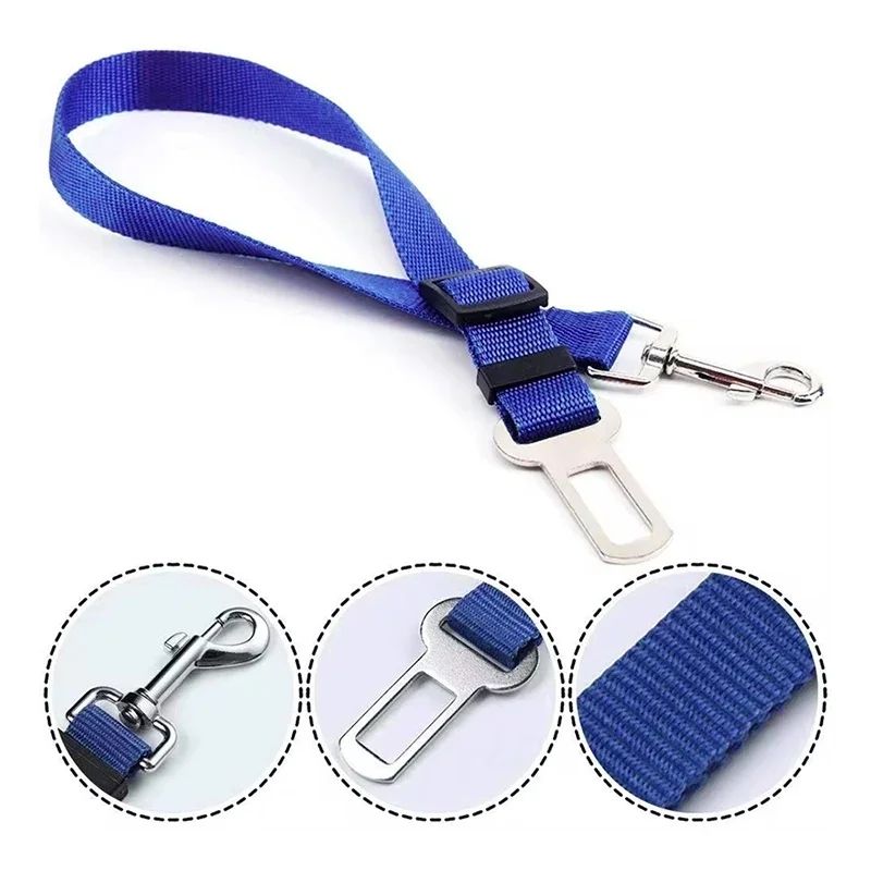 Retractable Dog Car Seat Belt Leash Adjustable Safety Tether Harness Connector For Secure Pet Trav 2