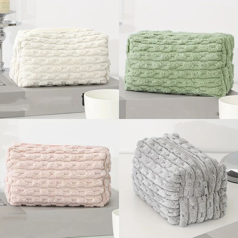 Plush Large Makeup Bag Solid Color Portable Cosmetic Tote Toiletry Organizer For Women Travel Sto 0