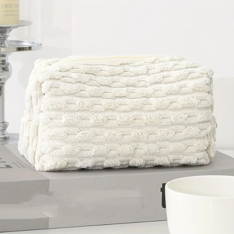 Plush Large Makeup Bag Solid Color Portable Cosmetic Tote Toiletry Organizer For Women Travel Sto 3