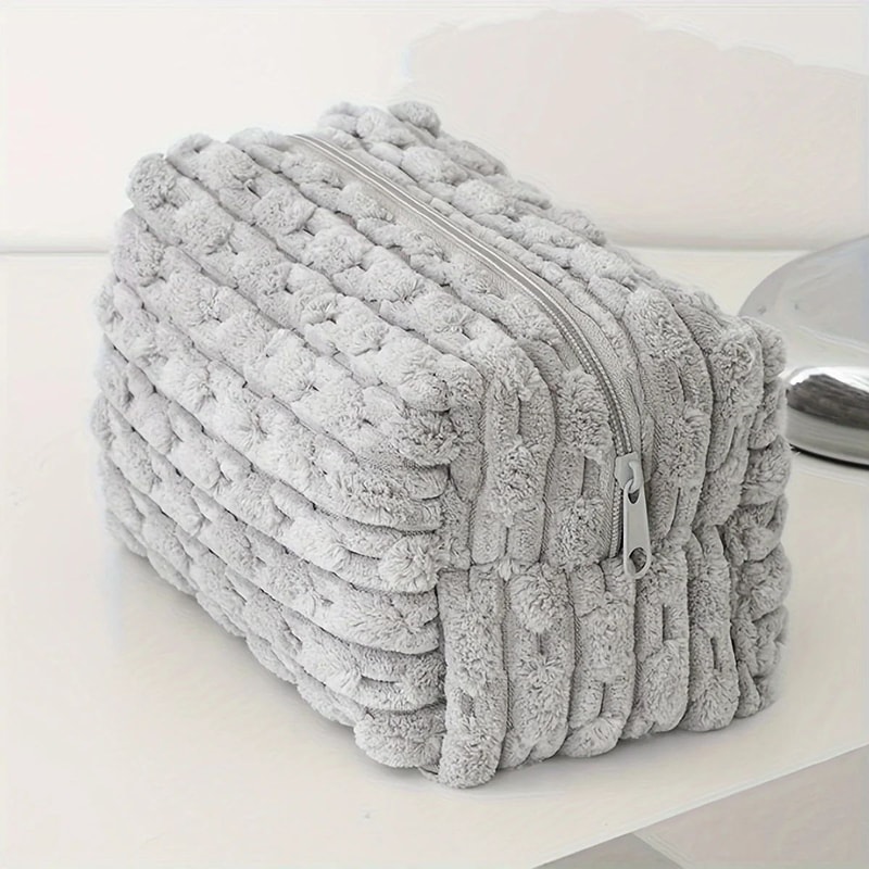 Plush Large Makeup Bag Solid Color Portable Cosmetic Tote Toiletry Organizer For Women Travel Sto 6