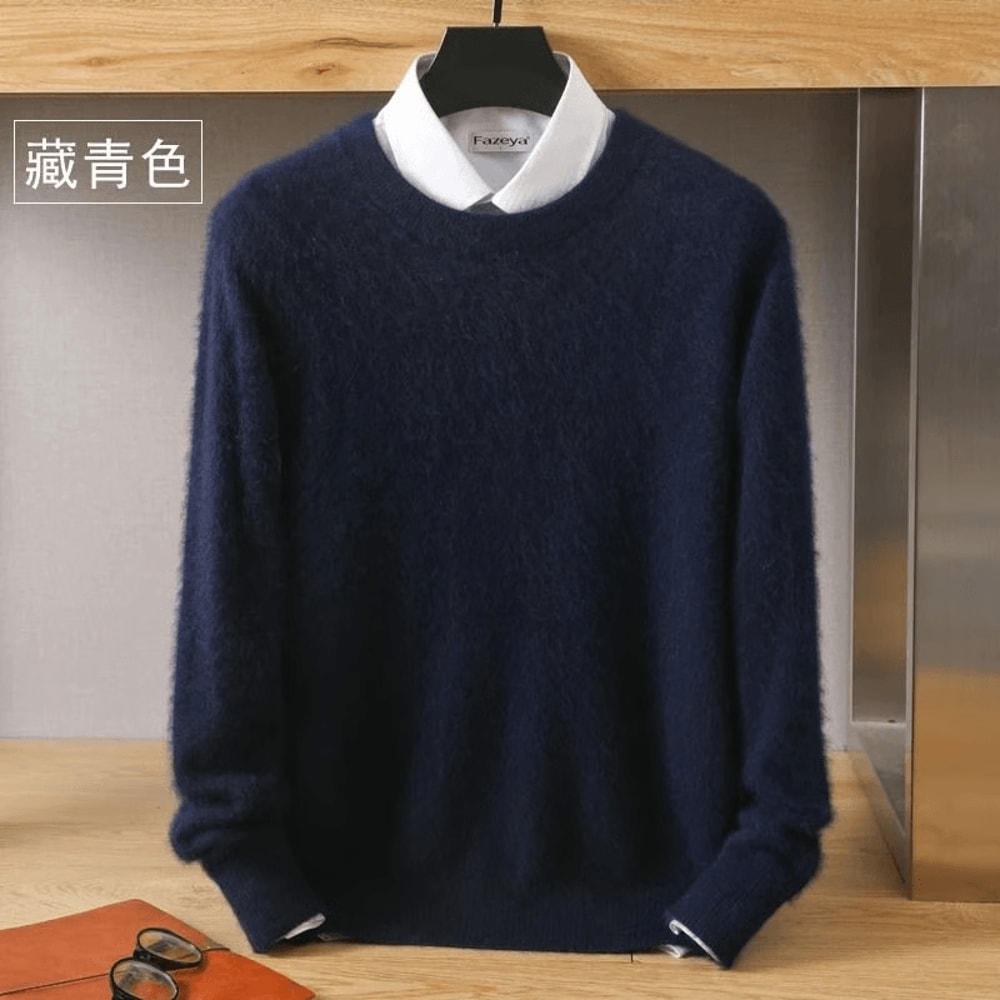 Ribbed hem soft sweater men