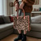 Yellow Leopard Print Plush Tote Bag For Women Autumn Winter Fashion Shoulder Handbag Soft Faux Fur 1