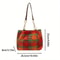 Red Plaid Lambswool Shoulder Tote Bag For Women Large Capacity Autumn Winter Underarm Purse Cozy S 3