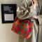 Red Plaid Lambswool Shoulder Tote Bag For Women Large Capacity Autumn Winter Underarm Purse Cozy S 6