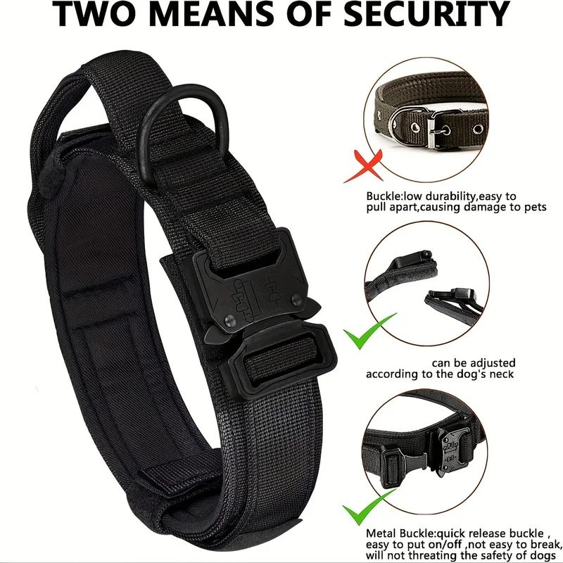 Tactical Dog Collar With Handle Adjustable Military Nylon Training Collar Heavy Metal Buckle For L 2